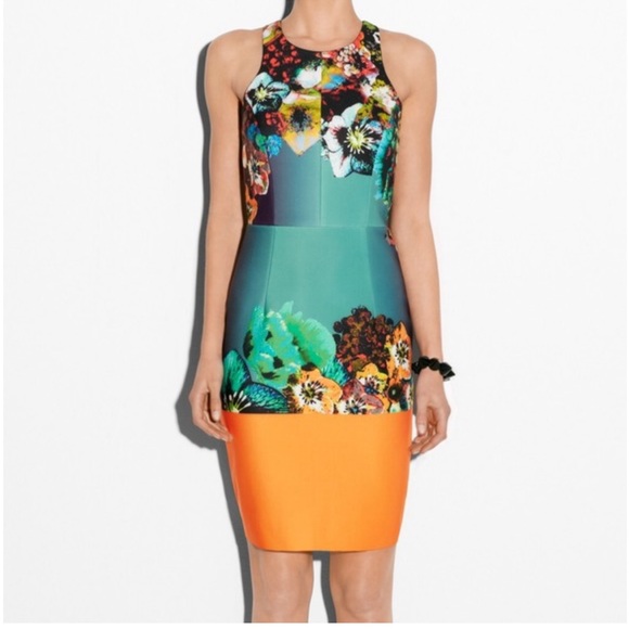 Milly Sea Blossom floral scuba neoprene sheath dress -sz 6 - Picture 1 of 2